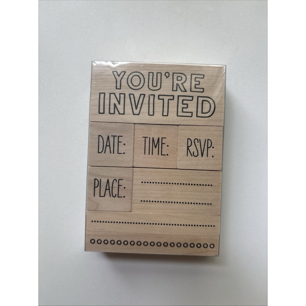 Your're Invited Wood Stamp Set by Recollections NEW
